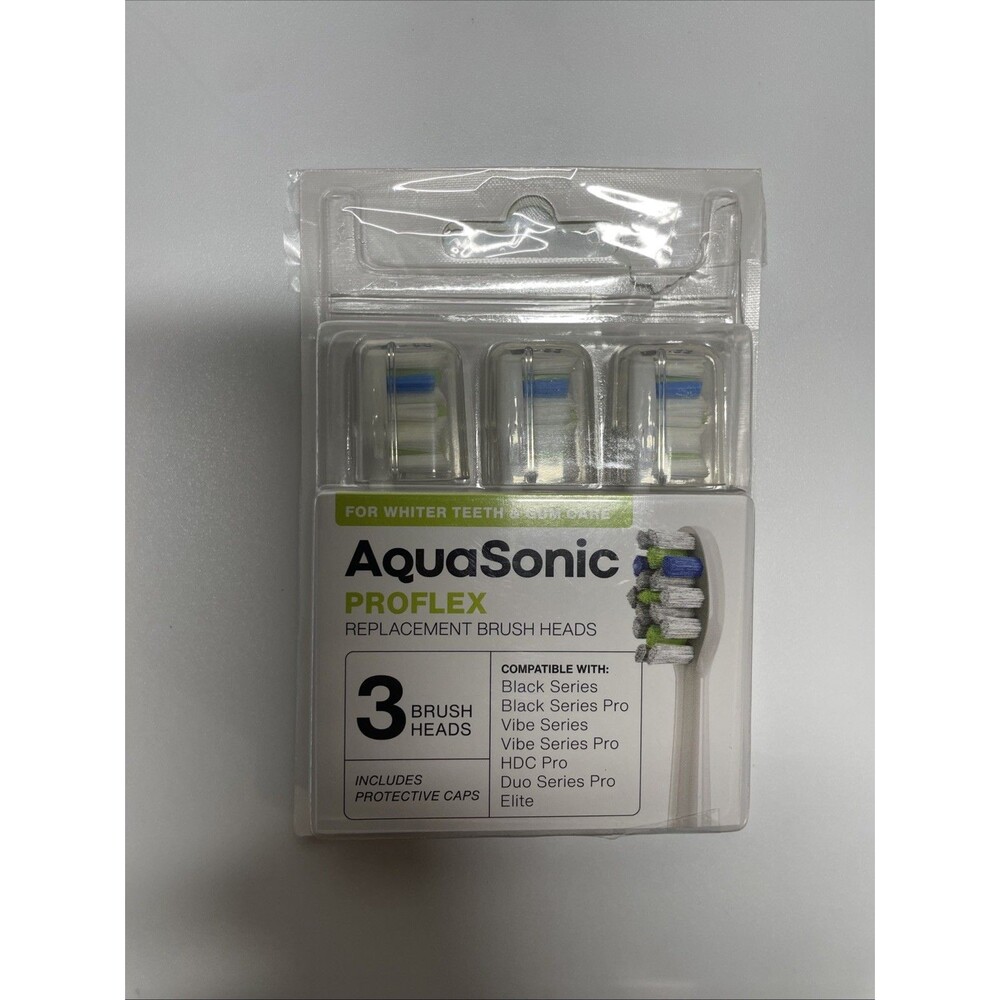 3 Aquasonic Proflex Replacement Brush Heads for Whiter Teeth & Gum Care | Compat